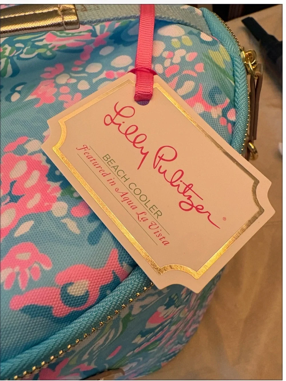 Lilly Pulitzer insulated soft cooler bucket bag in Aqua La Vista Pattern